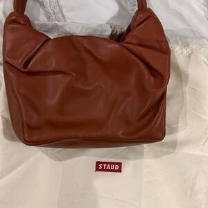 STAUD Tan Leather Shoulder Bag